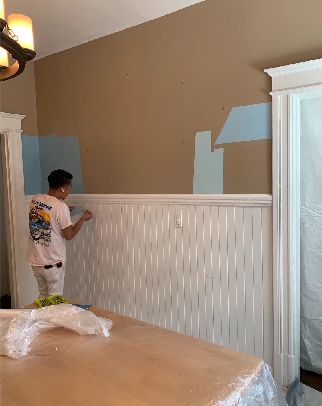 Kitchen restoration drywall prep work
